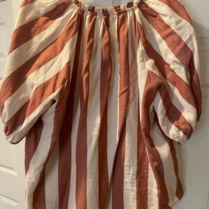 Knox Rose Rust and Cream Striped Top